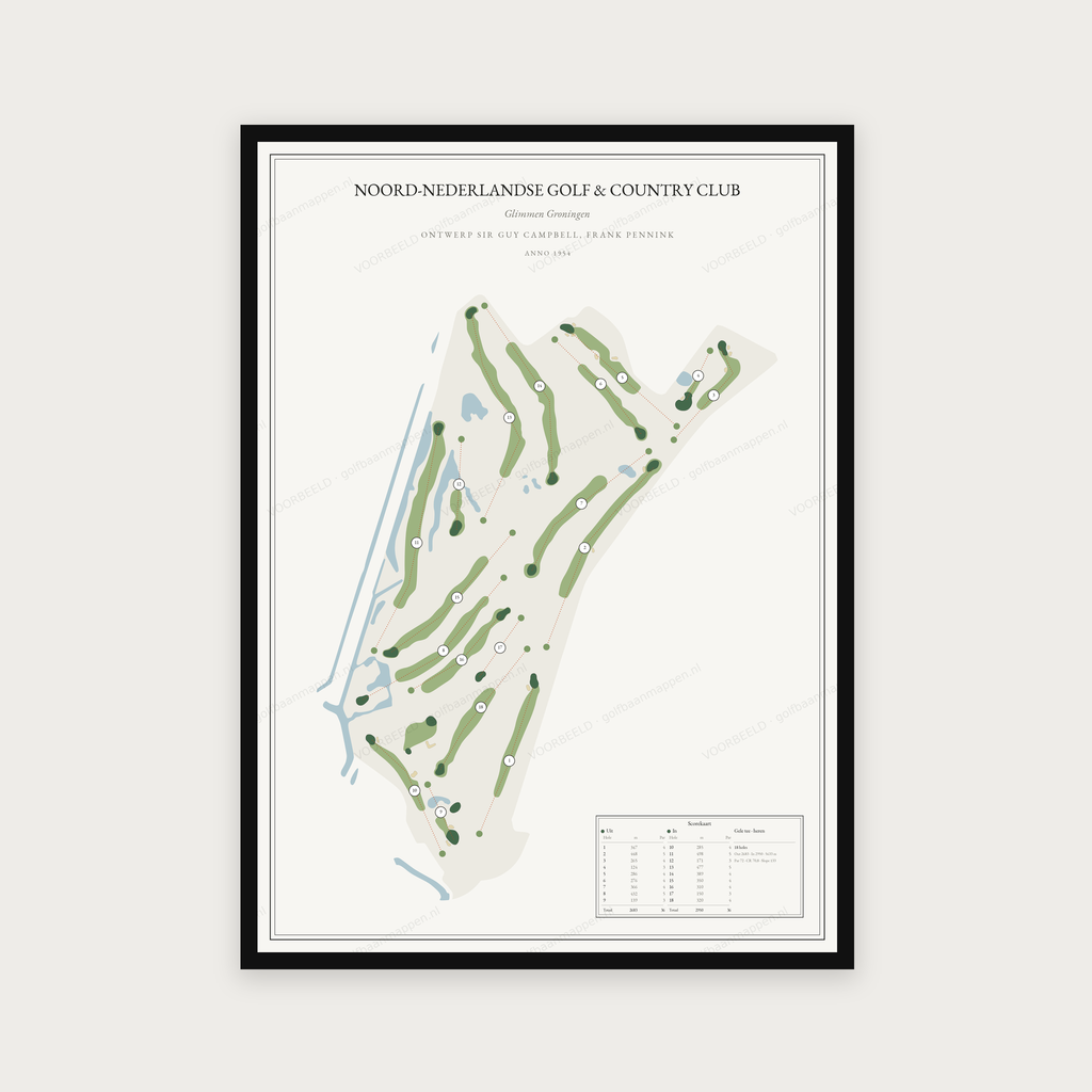 Golfposter Noord-Nederlandse Golf & Country Club in redactie-stijl, staand