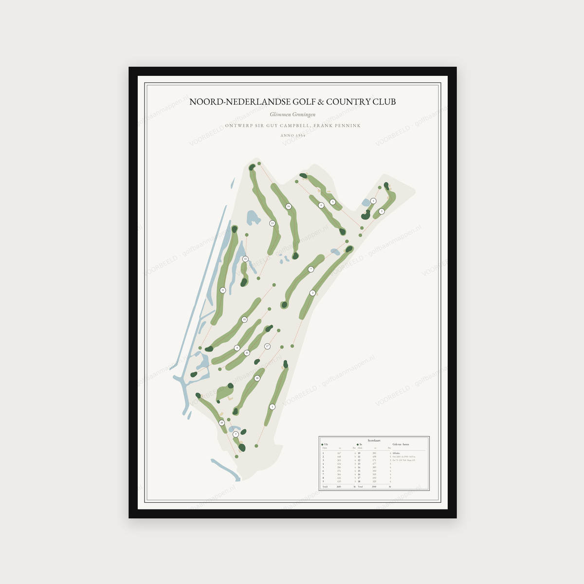 Golfposter Noord-Nederlandse Golf & Country Club in redactie-stijl, staand