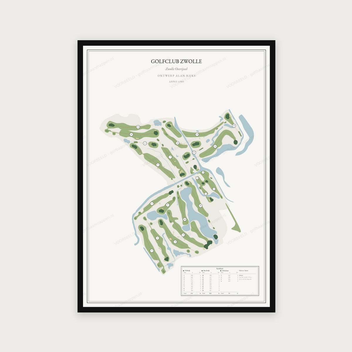 Golfposter Golfclub Zwolle in redactie-stijl, staand