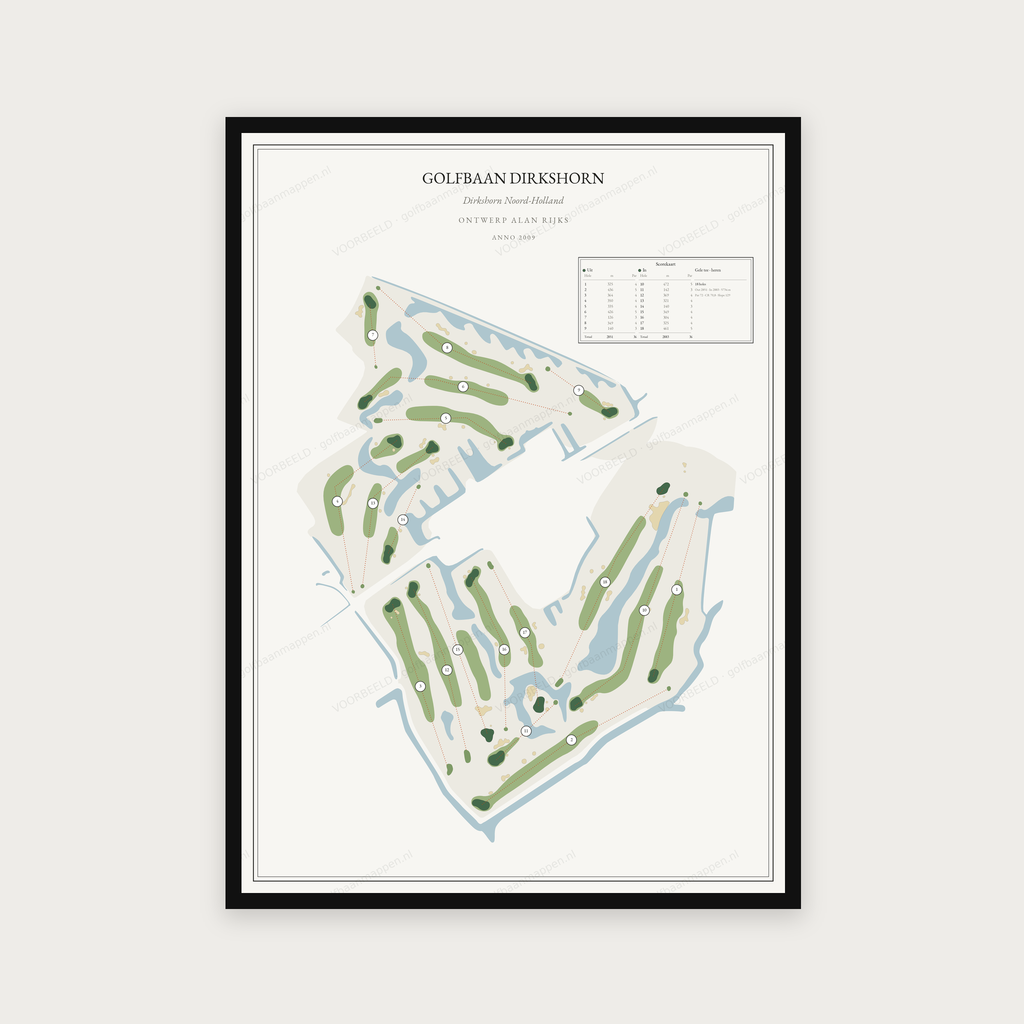 Golfposter Golfbaan Dirkshorn in redactie-stijl, staand
