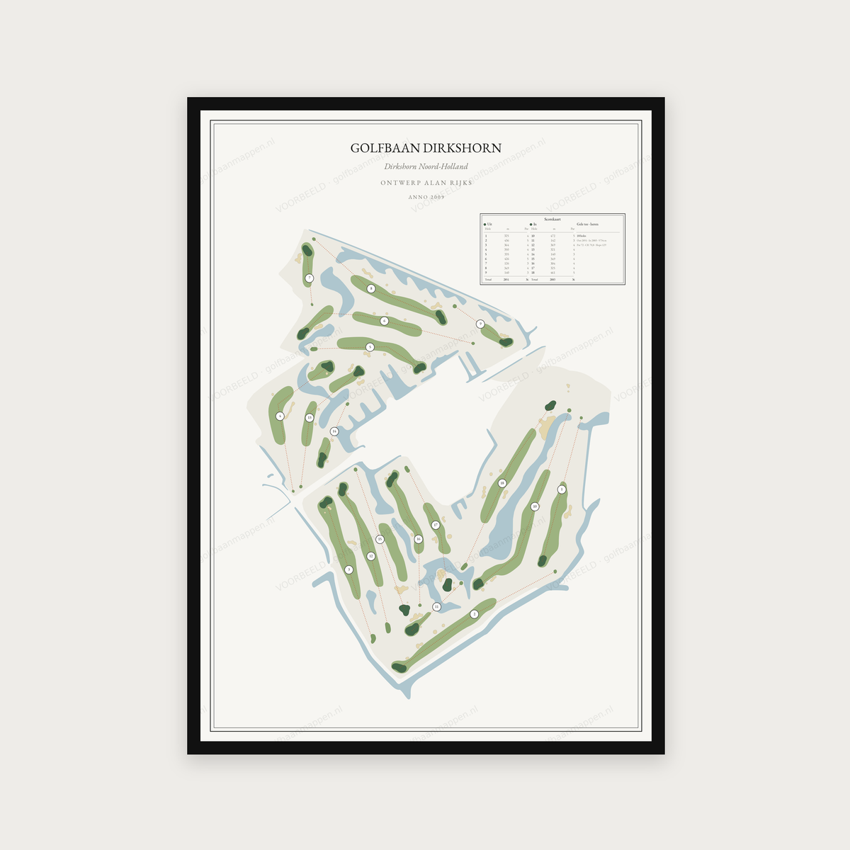 Golfposter Golfbaan Dirkshorn in redactie-stijl, staand