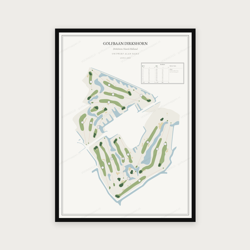 Golfposter Golfbaan Dirkshorn in redactie-stijl, staand