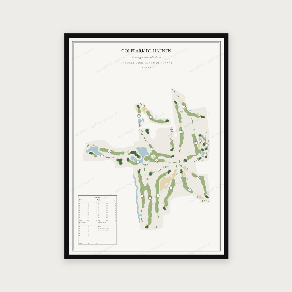 Golfposter Golfpark de Haenen in redactie-stijl, staand