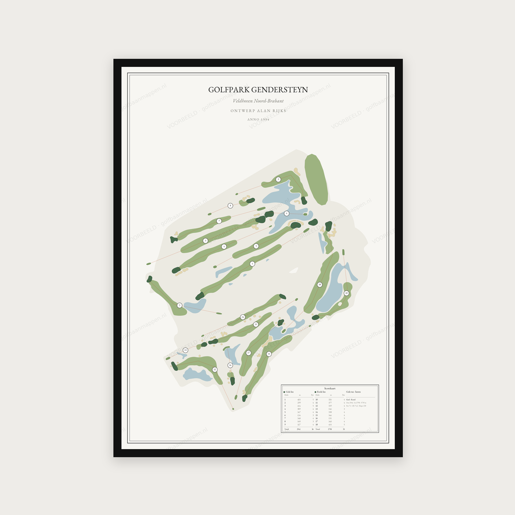 Golfposter Golfpark Gendersteyn in redactie-stijl, staand