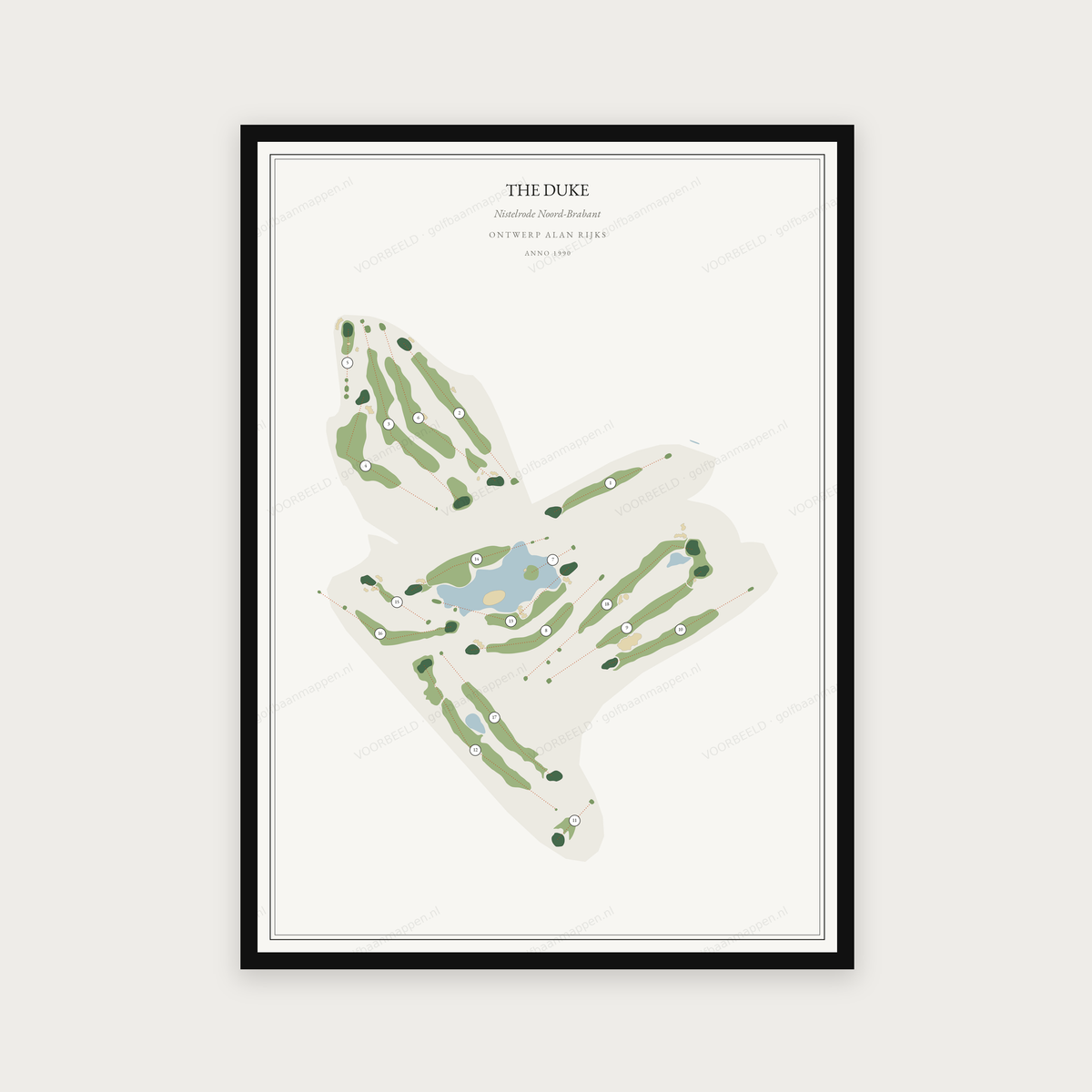 Golfposter The Duke in redactie-stijl, staand