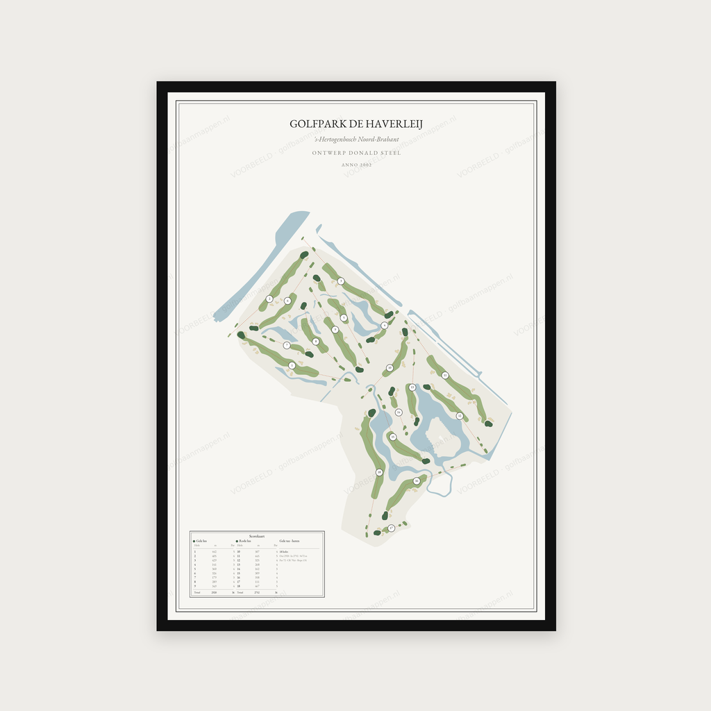 Golfposter Golfpark De Haverleij in redactie-stijl, staand