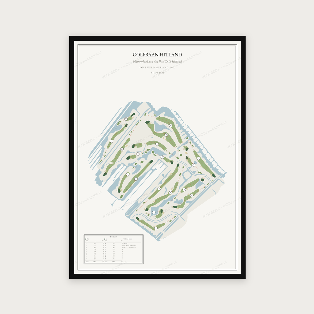 Golfposter Golfbaan Hitland in redactie-stijl, staand