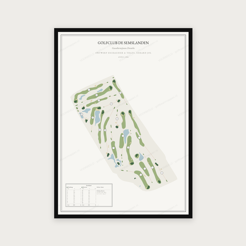 Golfposter Golfclub De Semslanden in redactie-stijl, staand