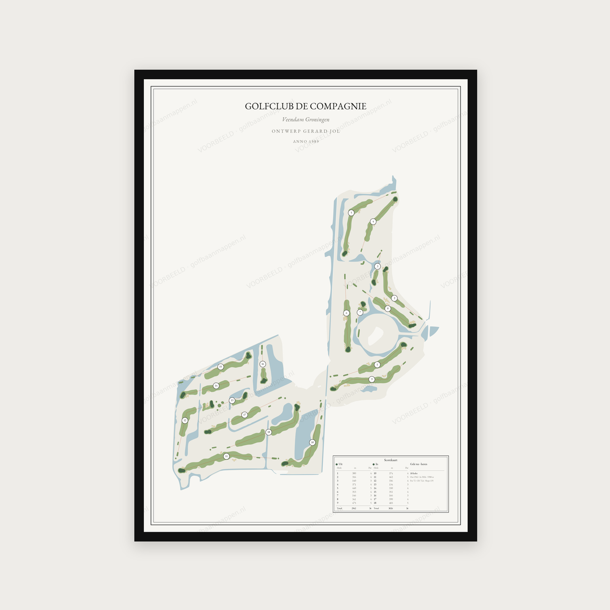 Golfposter Golfclub De Compagnie in redactie-stijl, staand
