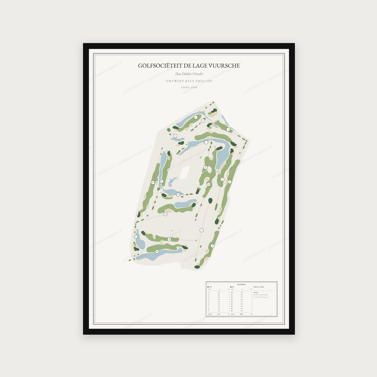 Golfposter Golfsociëteit De Lage Vuursche in redactie-stijl, staand