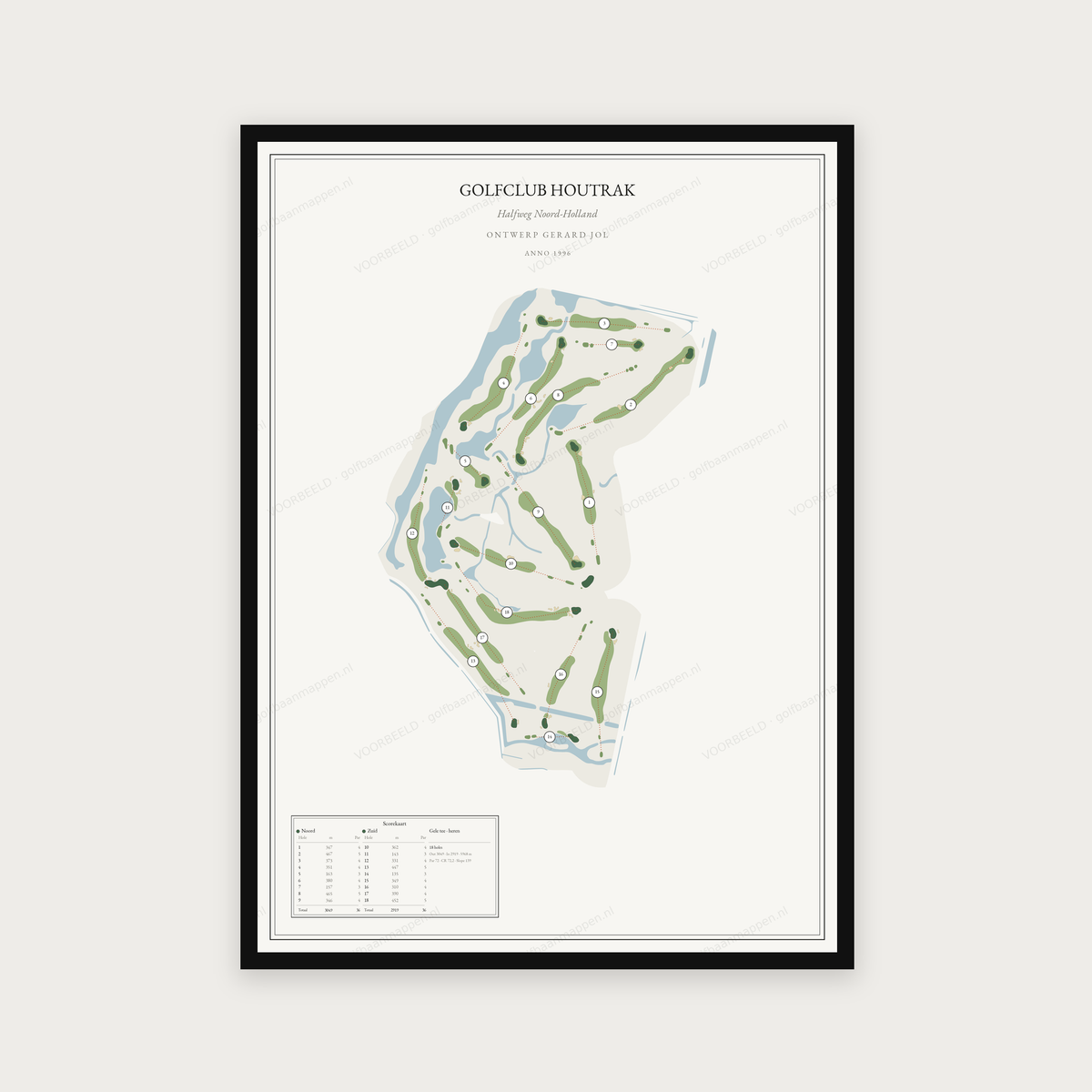 Golfposter Golfclub Houtrak in redactie-stijl, staand