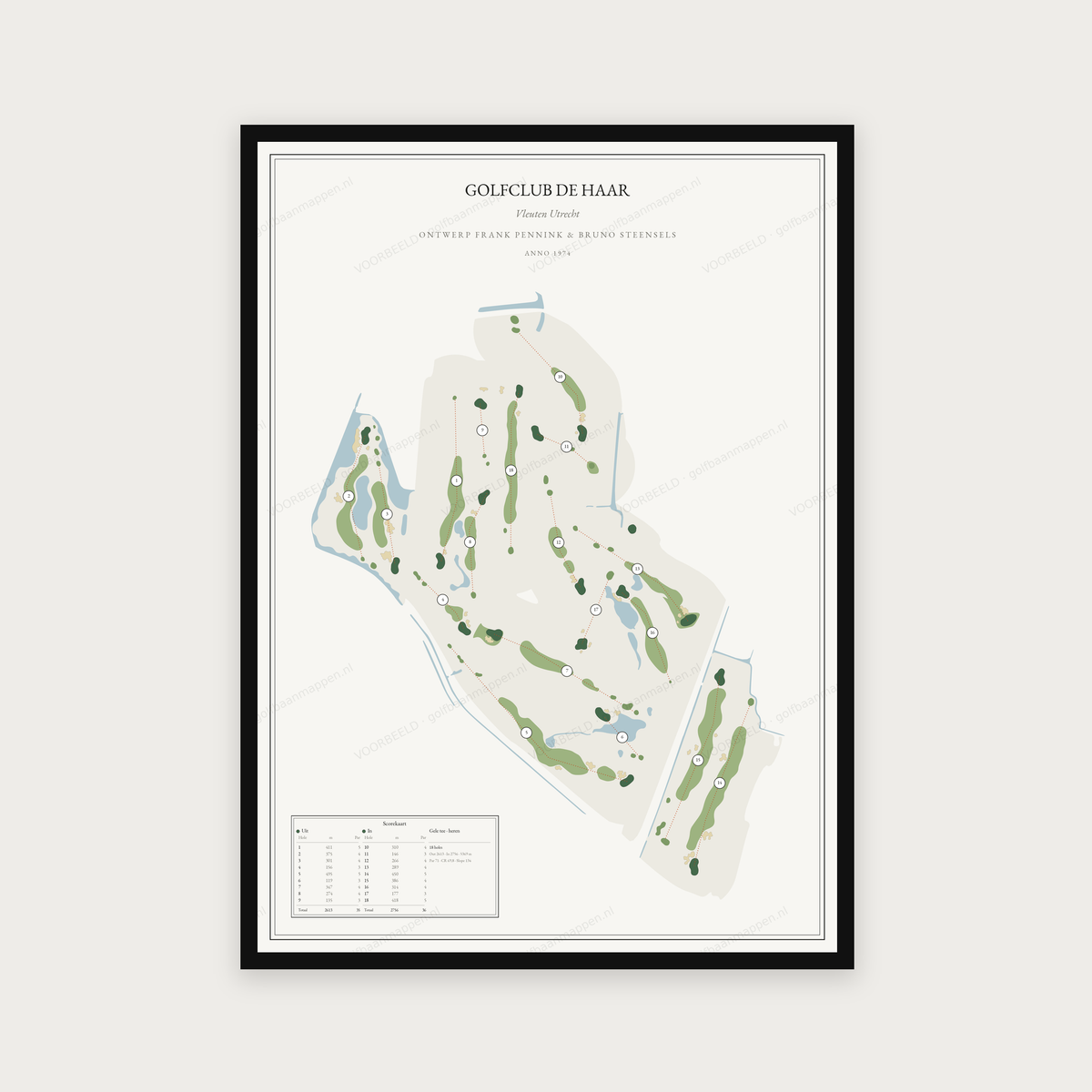 Golfposter Golfclub De Haar in redactie-stijl, staand