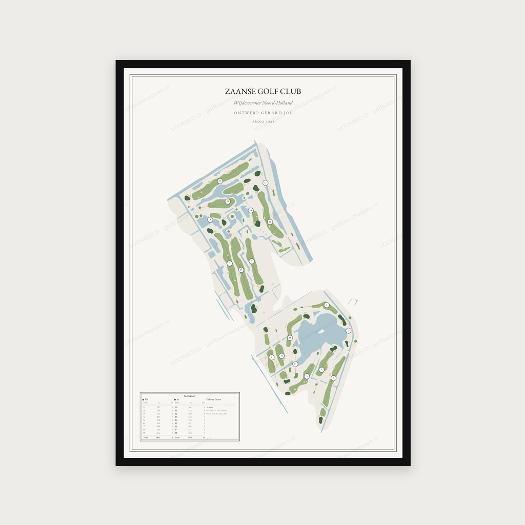 Golfposter Zaanse Golf Club in redactie-stijl, staand
