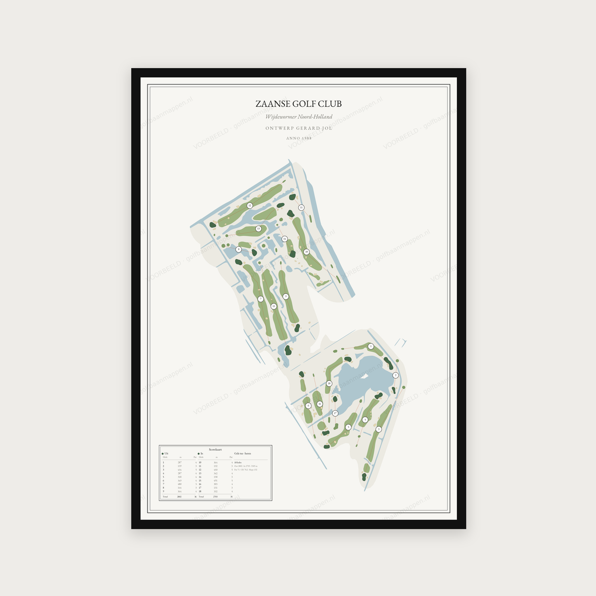 Golfposter Zaanse Golf Club in redactie-stijl, staand