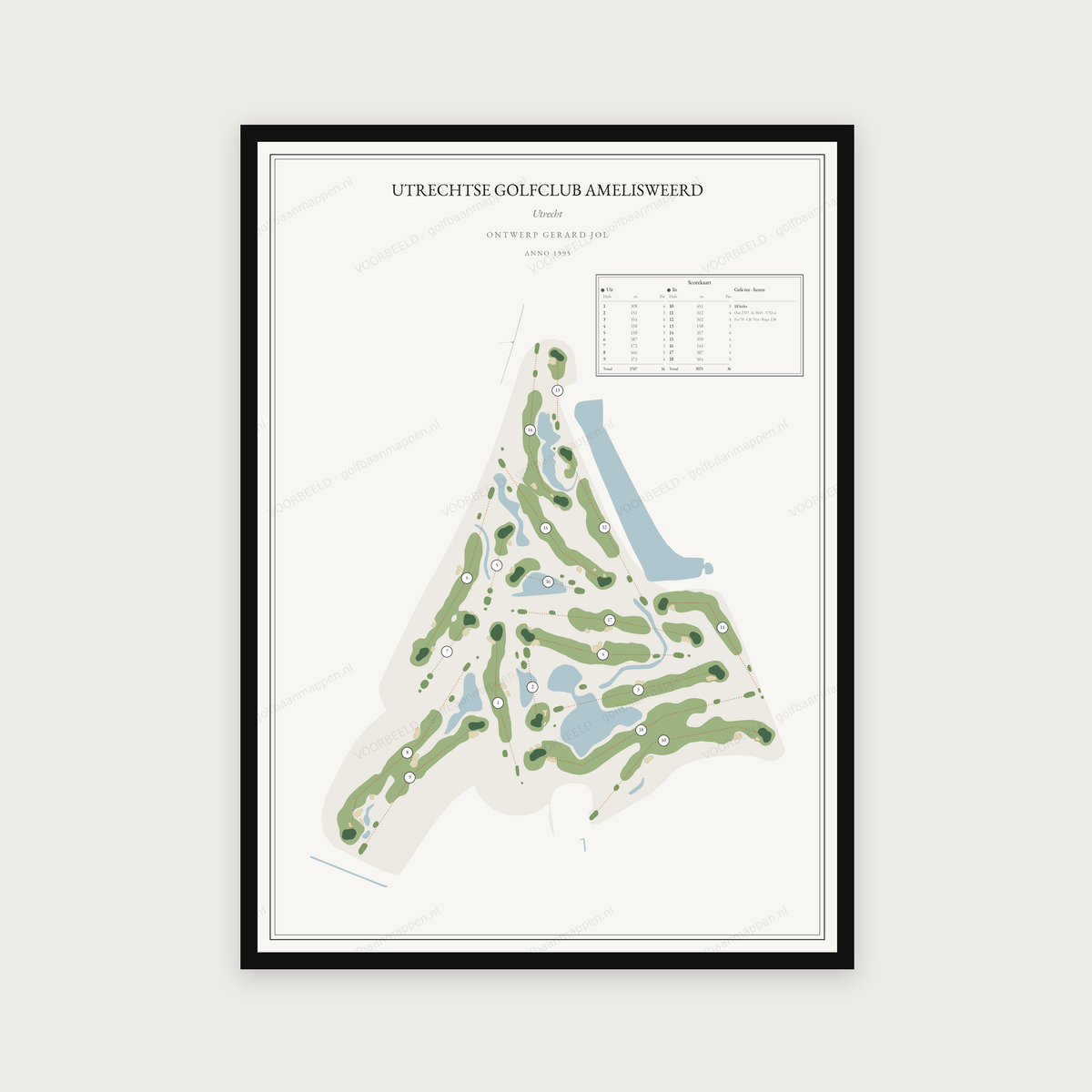 Golfposter Utrechtse Golfclub Amelisweerd in redactie-stijl, staand