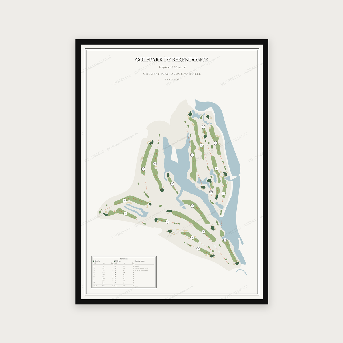 Golfposter Golfpark De Berendonck in redactie-stijl, staand