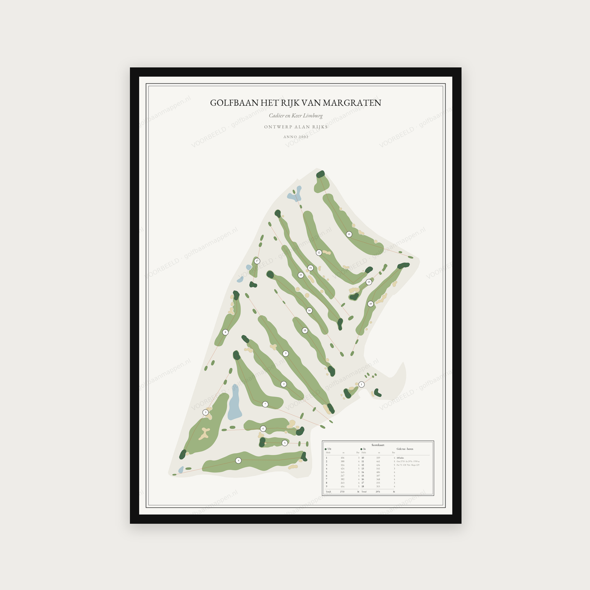 Golfposter Golfbaan Het Rijk van Margraten in redactie-stijl, staand