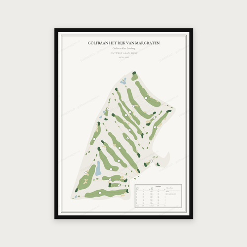 Golfposter Golfbaan Het Rijk van Margraten in redactie-stijl, staand