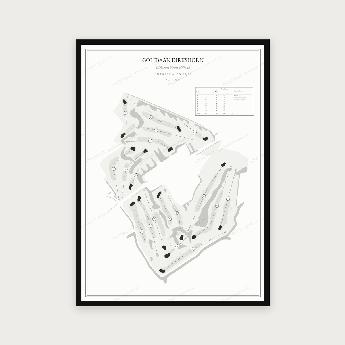 Golfbaan Dirkshorn — Zwart wit, staand
