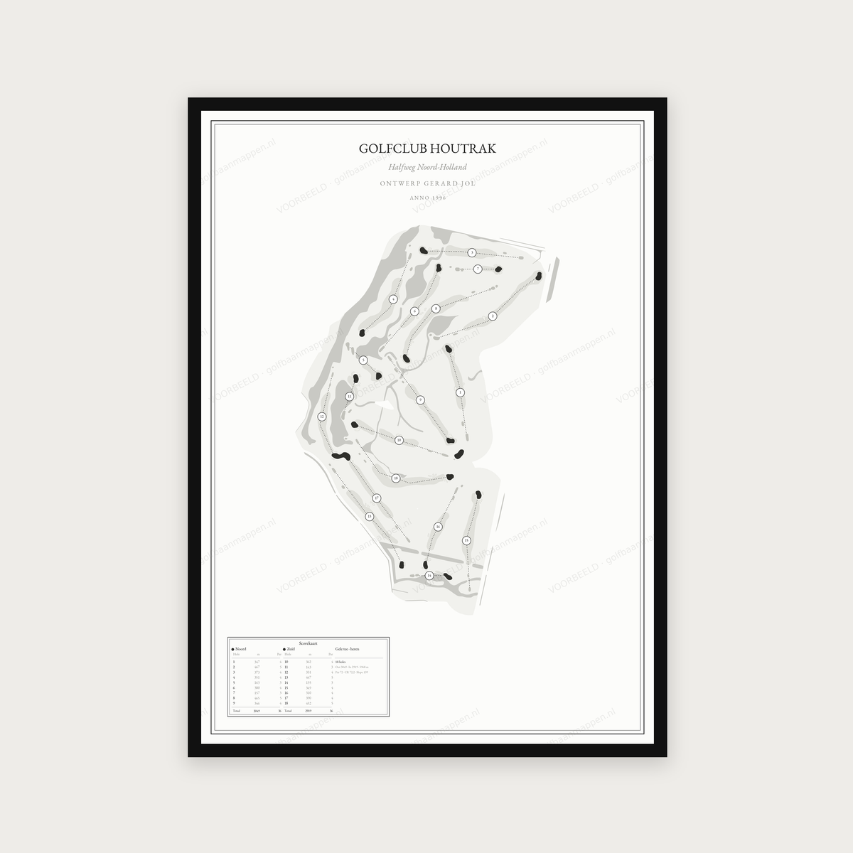 Golfclub Houtrak — Zwart wit, staand