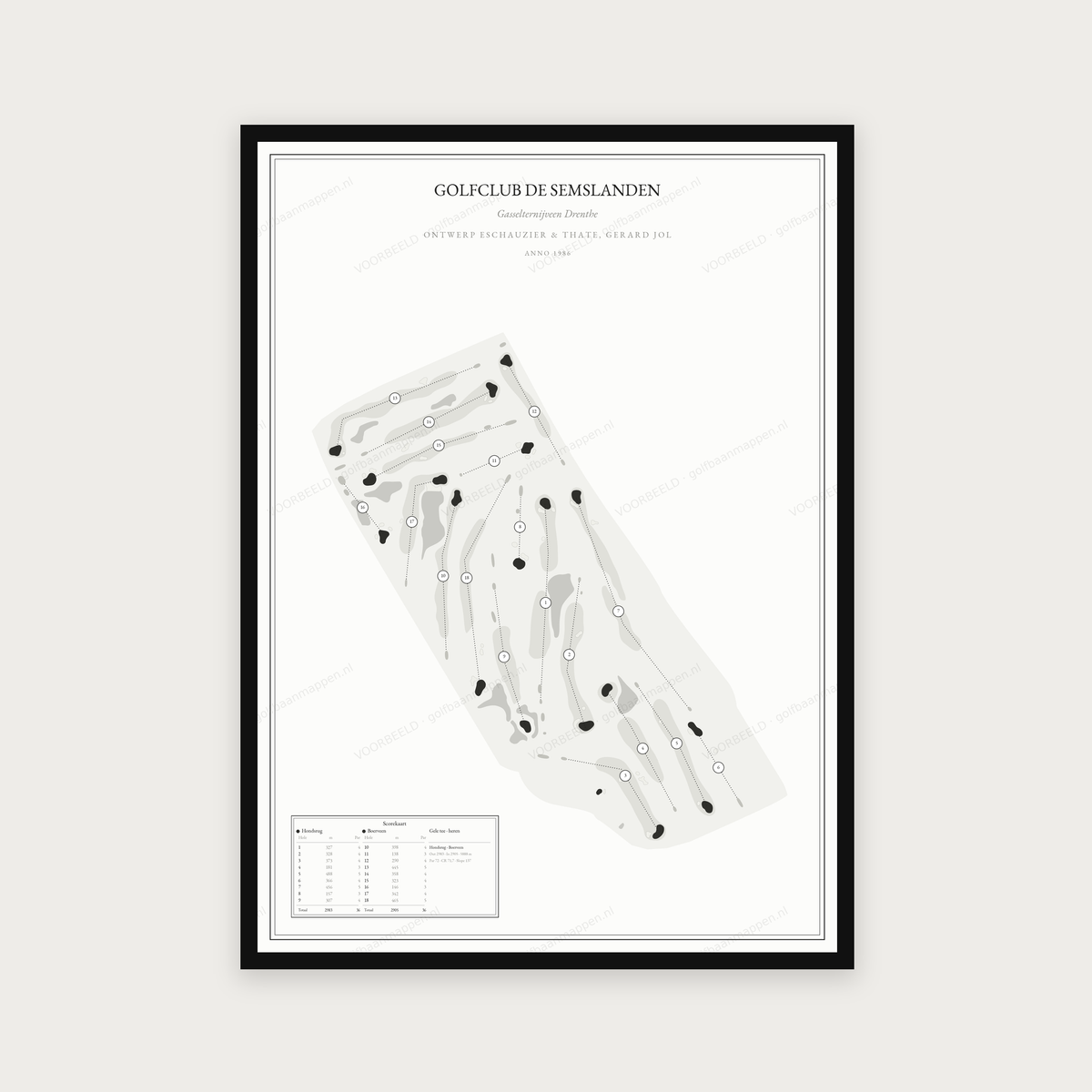Golfclub De Semslanden — Zwart wit, staand