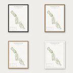 Golfvereniging De Woeste Kop kaartposter in vier lijstkleuren: zwart, donker eiken, licht eiken en wit