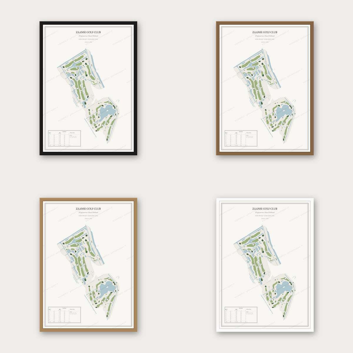 Zaanse Golf Club in vier lijstkleuren