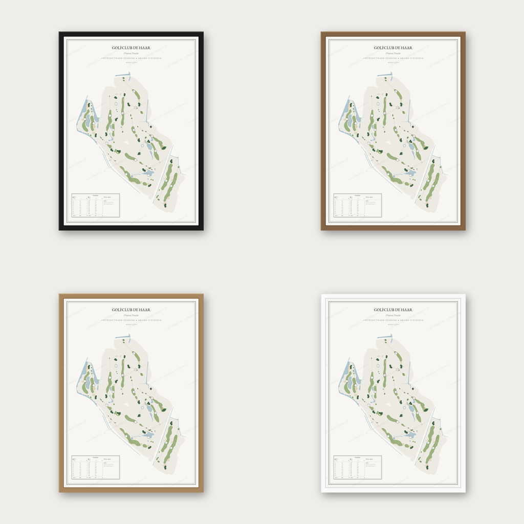 Golfclub De Haar in vier lijstkleuren