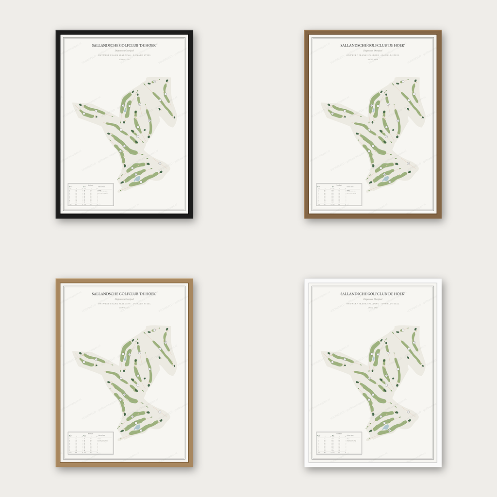 Sallandsche Golfclub 'de Hoek' — kaartposter in vier lijstkleuren: zwart, donker eiken, licht eiken en wit