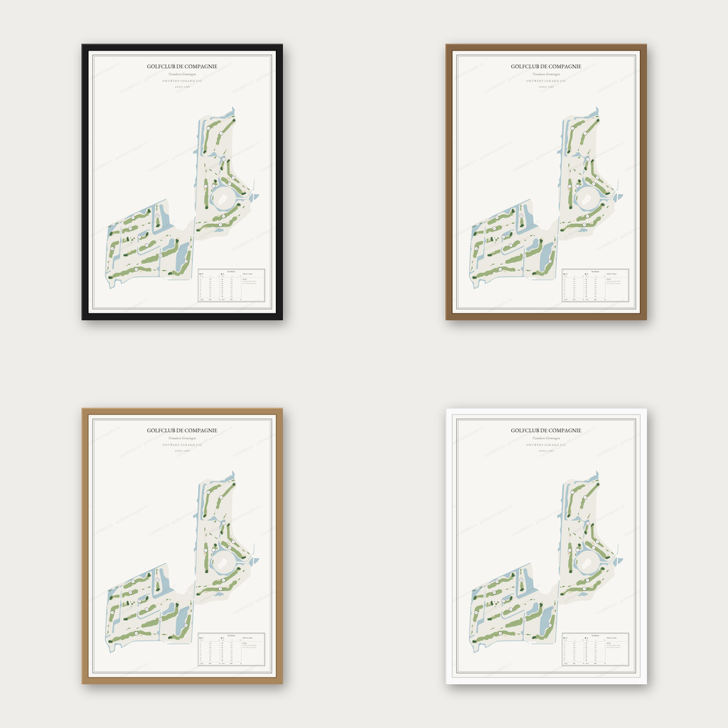 Golfclub De Compagnie in vier lijstkleuren