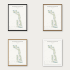 Leeuwarder Golfclub De Groene Ster kaartposter in vier lijstkleuren: zwart, donker eiken, licht eiken en wit